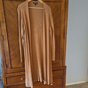 Express Tan Ribbed Long Cardigan